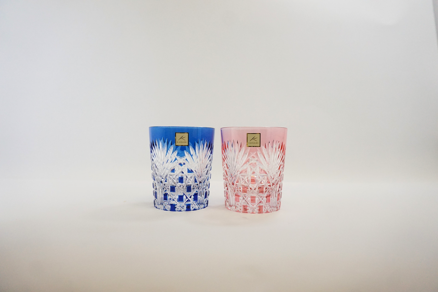 A Pair of Whiskey Glasses - Bamboo Leaves and Tetragonal Basket Weave