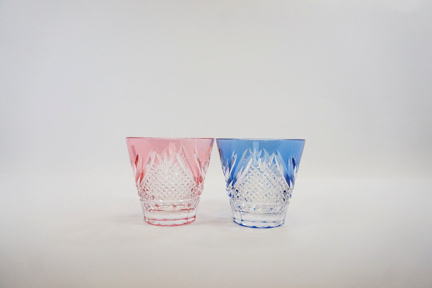 A Pair of Sake Glasses - Edo Kiriko "Fuji"