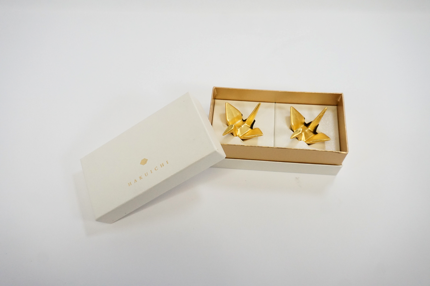 Auspicious gold crane chopstick rest (2 pieces)
